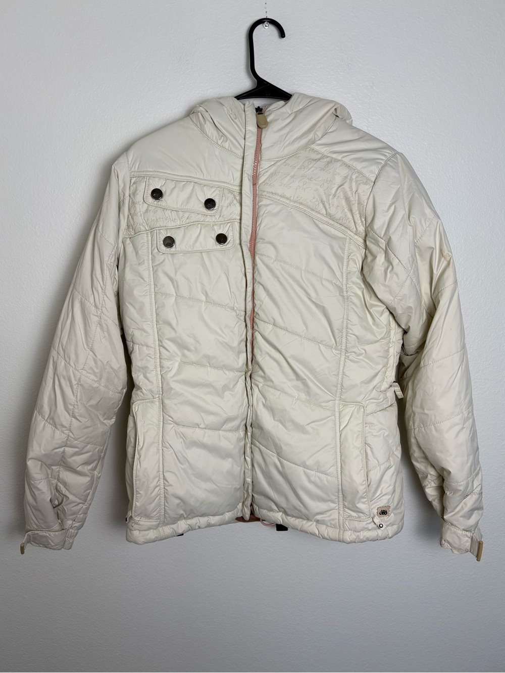 686 Cream Hooded Puffer Jacket Womens Size Medium